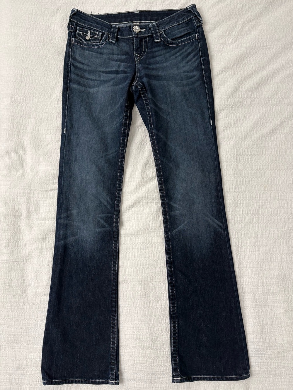 GUC True Religion Dark Wash Swarovski Crystal Bootcut Jeans